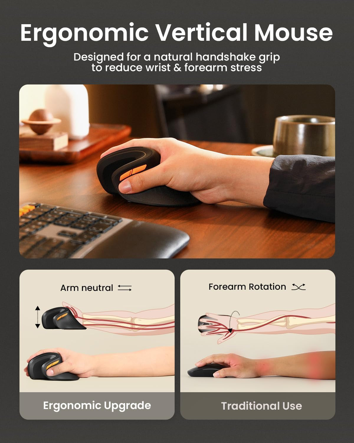 EM11 Ergonomic Vertical Wireless Mouse