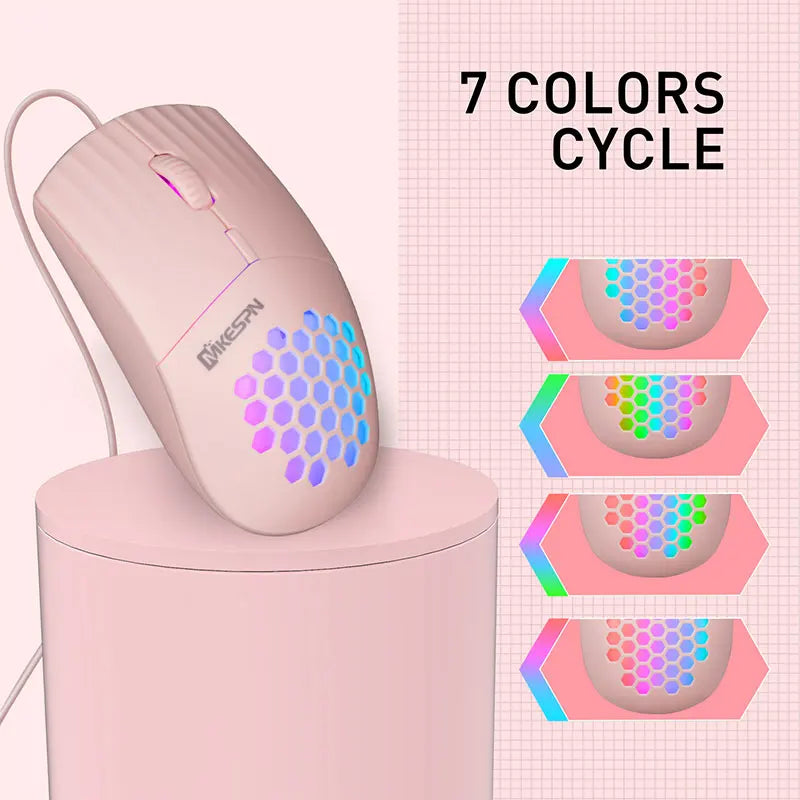 Wired RGB Backlit Honeycomb Shell Gaming Mouse
